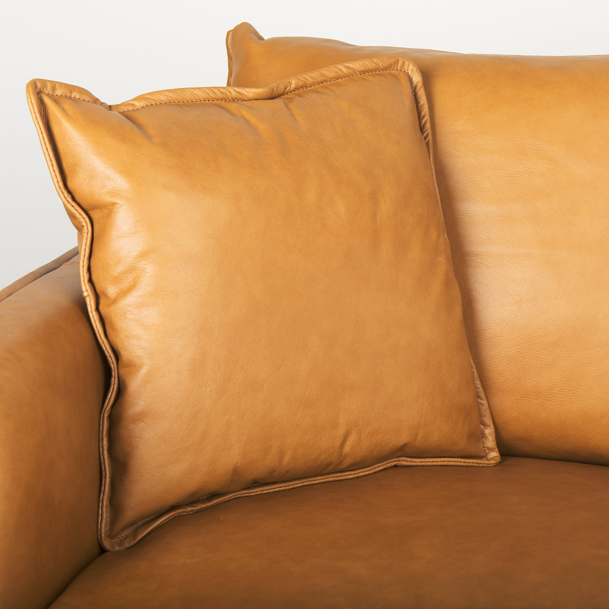 Lake Como 85.8L x 36.6W x 32.3H Tan Leather Three Seater Sofa from Mercana - Luna Furniture