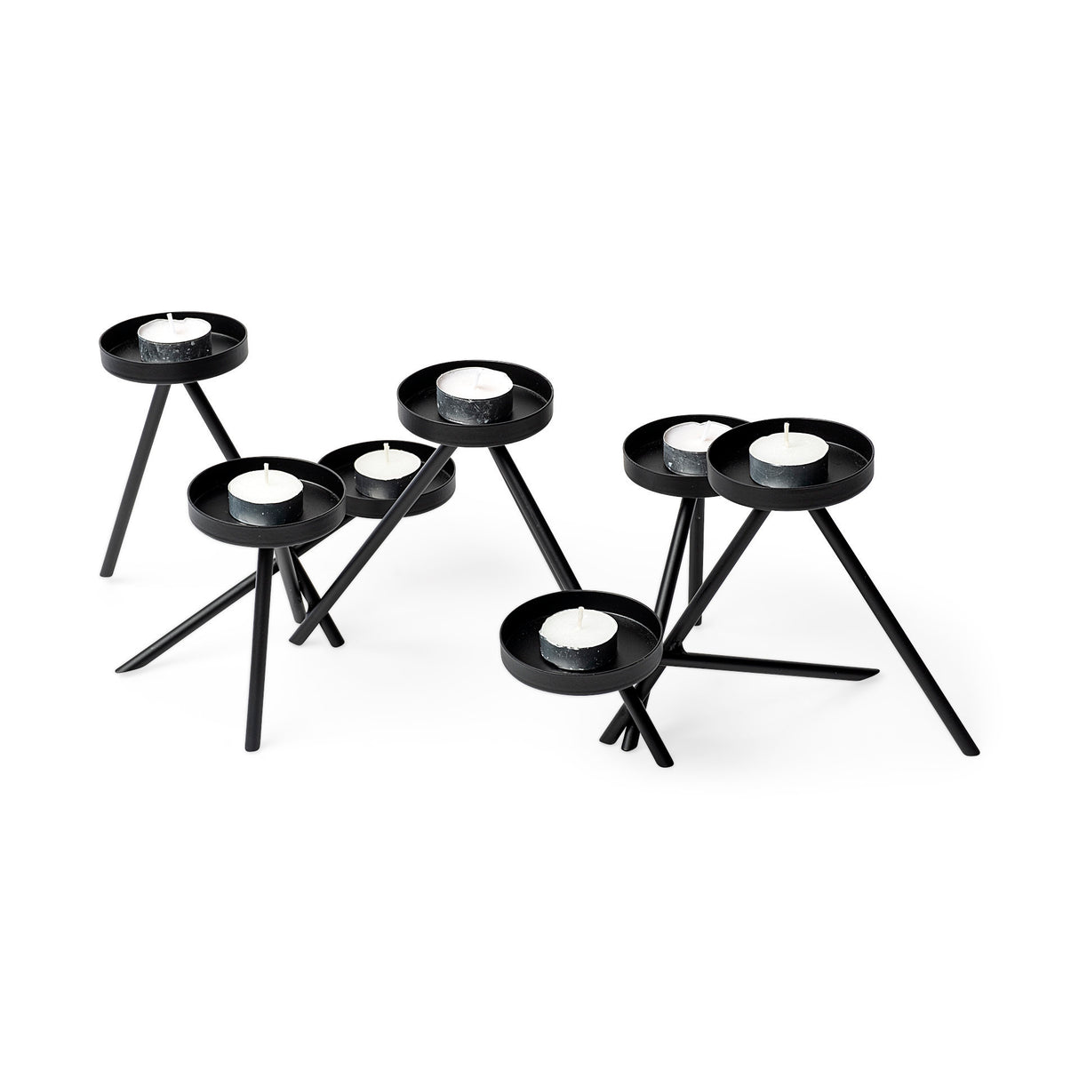 Meira Black Metal Seven Votive Table Candle Holder from Mercana - Luna Furniture
