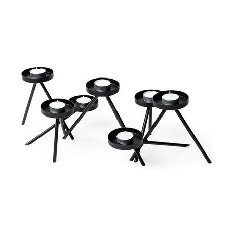 Meira Black Metal Seven Votive Table Candle Holder from Mercana - Luna Furniture