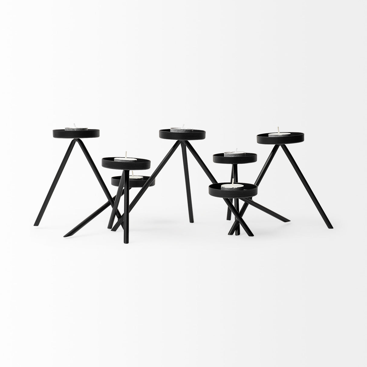 Meira Black Metal Seven Votive Table Candle Holder from Mercana - Luna Furniture