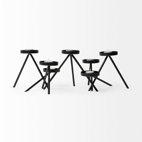 Meira Black Metal Seven Votive Table Candle Holder from Mercana - Luna Furniture