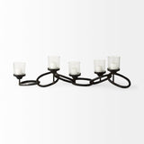 Quito Black Metal Chain-Link Five Candle Table Candle Holder from Mercana - Luna Furniture