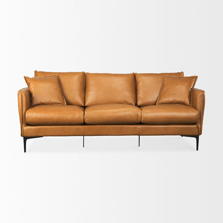 Lake Como 85.8L x 36.6W x 32.3H Tan Leather Three Seater Sofa from Mercana - Luna Furniture
