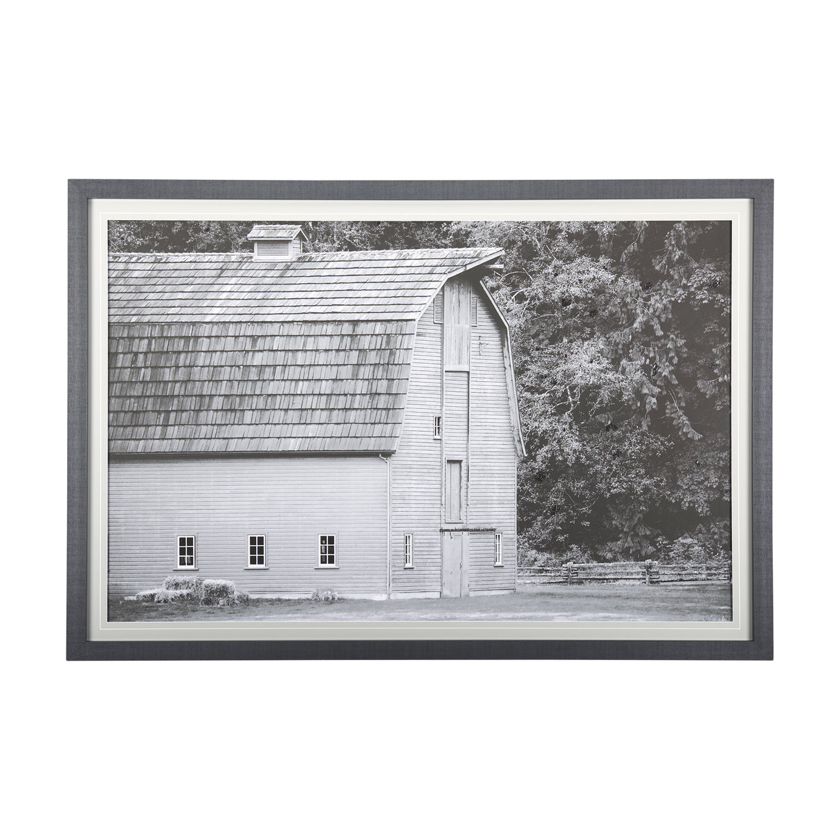 Grey & White Barn I by Mercana Studio Hand Embellished Textured Framed Photo Art Print Matted under from Mercana - Luna Furniture