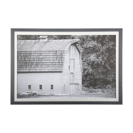 Grey & White Barn I by Mercana Studio Hand Embellished Textured Framed Photo Art Print Matted under from Mercana - Luna Furniture