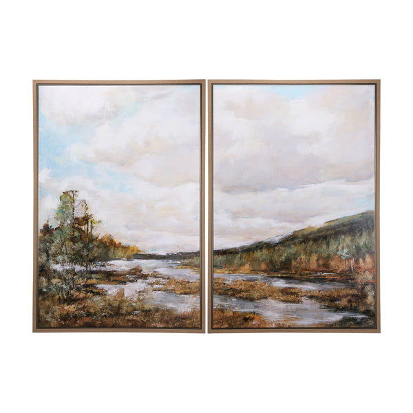 River Valley by Mercana Studio a Hand Embellished Textured Framed Canvas