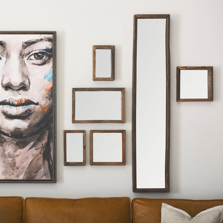 Gervaise 12L x 2W x 59H Brown Wood Frame Rectangular Wall Mirror from Mercana - Luna Furniture