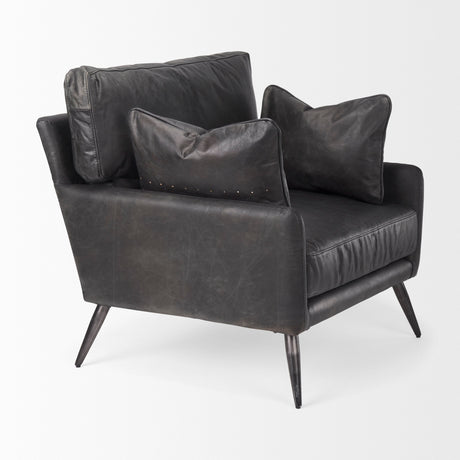 Cochrane 34.5L x 33.0W x 32.5H Black Leather Wrapped Chair from Mercana - Luna Furniture