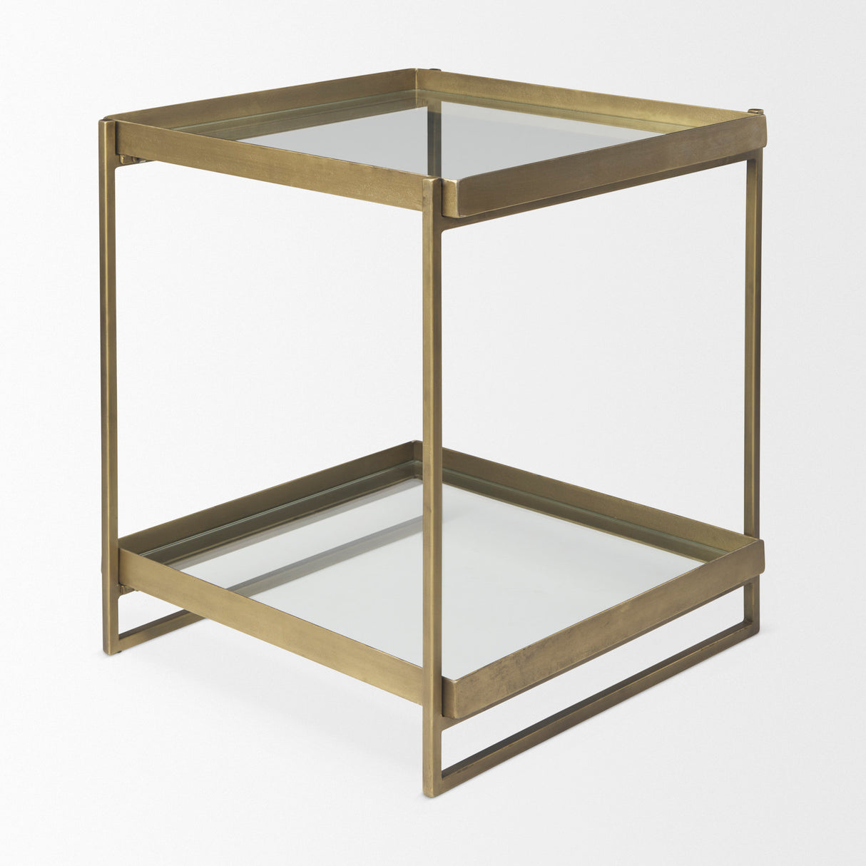 Trey Gold Metal W/Glass Accent Table from Mercana - Luna Furniture