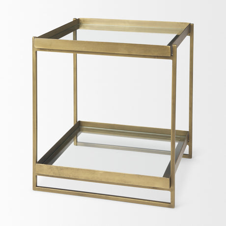 Trey Gold Metal W/Glass Accent Table from Mercana - Luna Furniture