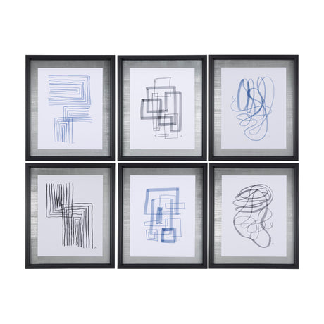Lines IV by Mercana Studio a Hand Embellished Textured Framed Art Print Matted under Glass from Mercana - Luna Furniture
