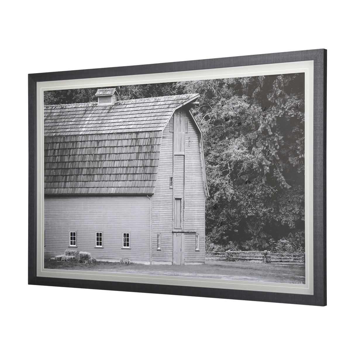Grey & White Barn I by Mercana Studio Hand Embellished Textured Framed Photo Art Print Matted under from Mercana - Luna Furniture