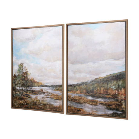 River Valley by Mercana Studio a Hand Embellished Textured Framed Canvas from Mercana - Luna Furniture