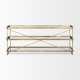 Trey 72.0L x 16.0W x 30.0H Gold Metal W/Glass Console Table from Mercana - Luna Furniture