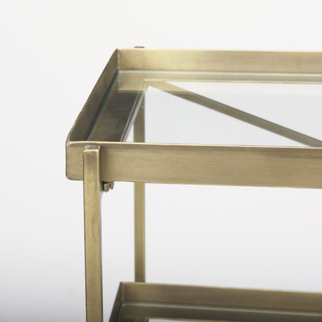 Trey 72.0L x 16.0W x 30.0H Gold Metal W/Glass Console Table from Mercana - Luna Furniture