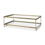 Trey 56.0L x 32.0W x 17.0H Gold Metal W/Glass Coffee table from Mercana - Luna Furniture