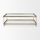Trey 56.0L x 32.0W x 17.0H Gold Metal W/Glass Coffee table from Mercana - Luna Furniture