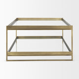 Trey 56.0L x 32.0W x 17.0H Gold Metal W/Glass Coffee table from Mercana - Luna Furniture
