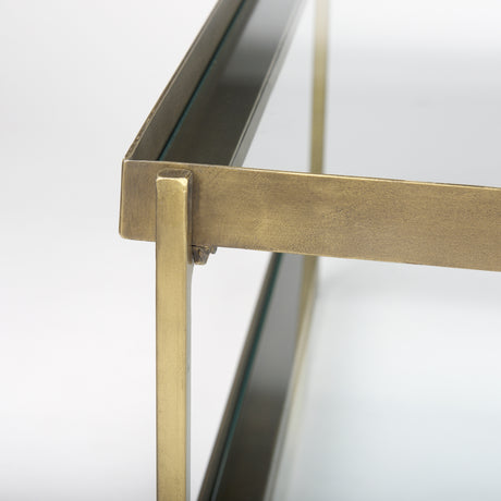 Trey 56.0L x 32.0W x 17.0H Gold Metal W/Glass Coffee table from Mercana - Luna Furniture