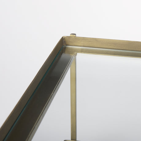 Trey 56.0L x 32.0W x 17.0H Gold Metal W/Glass Coffee table from Mercana - Luna Furniture