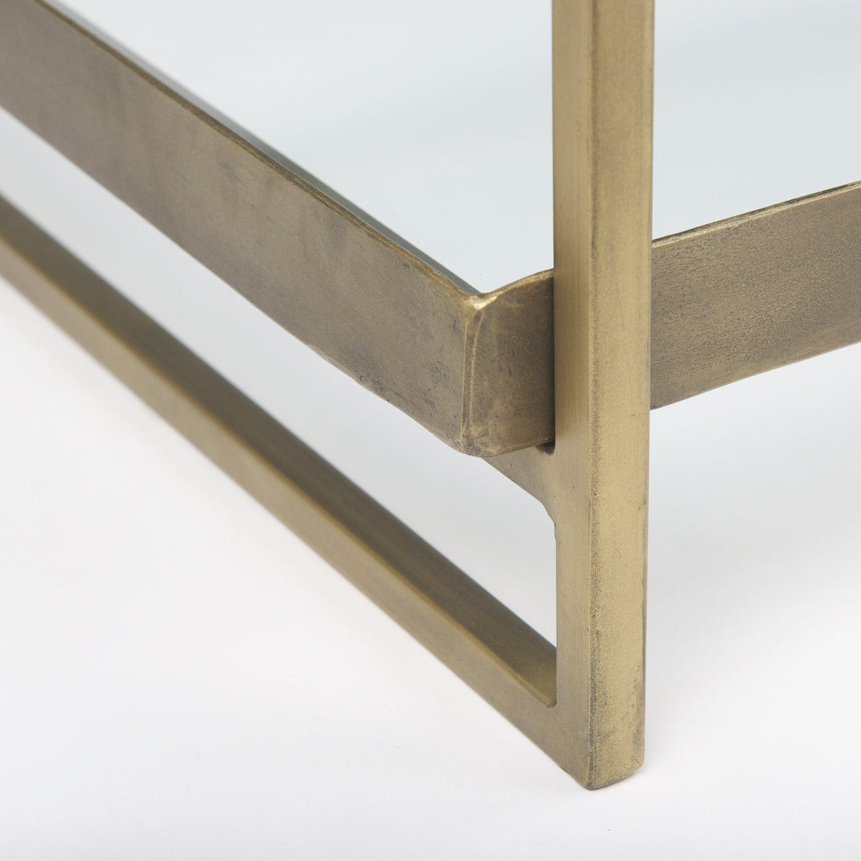 Trey 56.0L x 32.0W x 17.0H Gold Metal W/Glass Coffee table from Mercana - Luna Furniture
