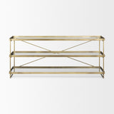 Trey 72.0L x 16.0W x 30.0H Gold Metal W/Glass Console Table from Mercana - Luna Furniture