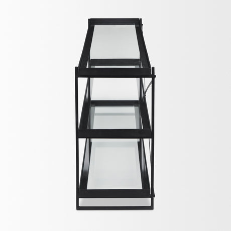 Trey 72.0"L x 16.0"W x 30.0"H Black Metal W/Glass Console Table from Mercana - Luna Furniture
