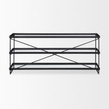 Trey 72.0"L x 16.0"W x 30.0"H Black Metal W/Glass Console Table from Mercana - Luna Furniture