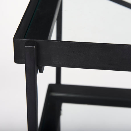 Trey 72.0"L x 16.0"W x 30.0"H Black Metal W/Glass Console Table from Mercana - Luna Furniture