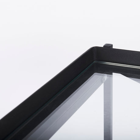 Trey 72.0"L x 16.0"W x 30.0"H Black Metal W/Glass Console Table from Mercana - Luna Furniture