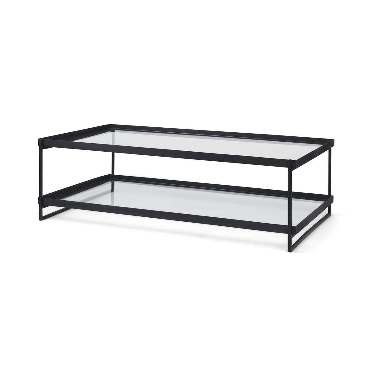 Trey 56"L x 32"W x 17"H Black Metal W/Glass Coffee Table from Mercana - Luna Furniture