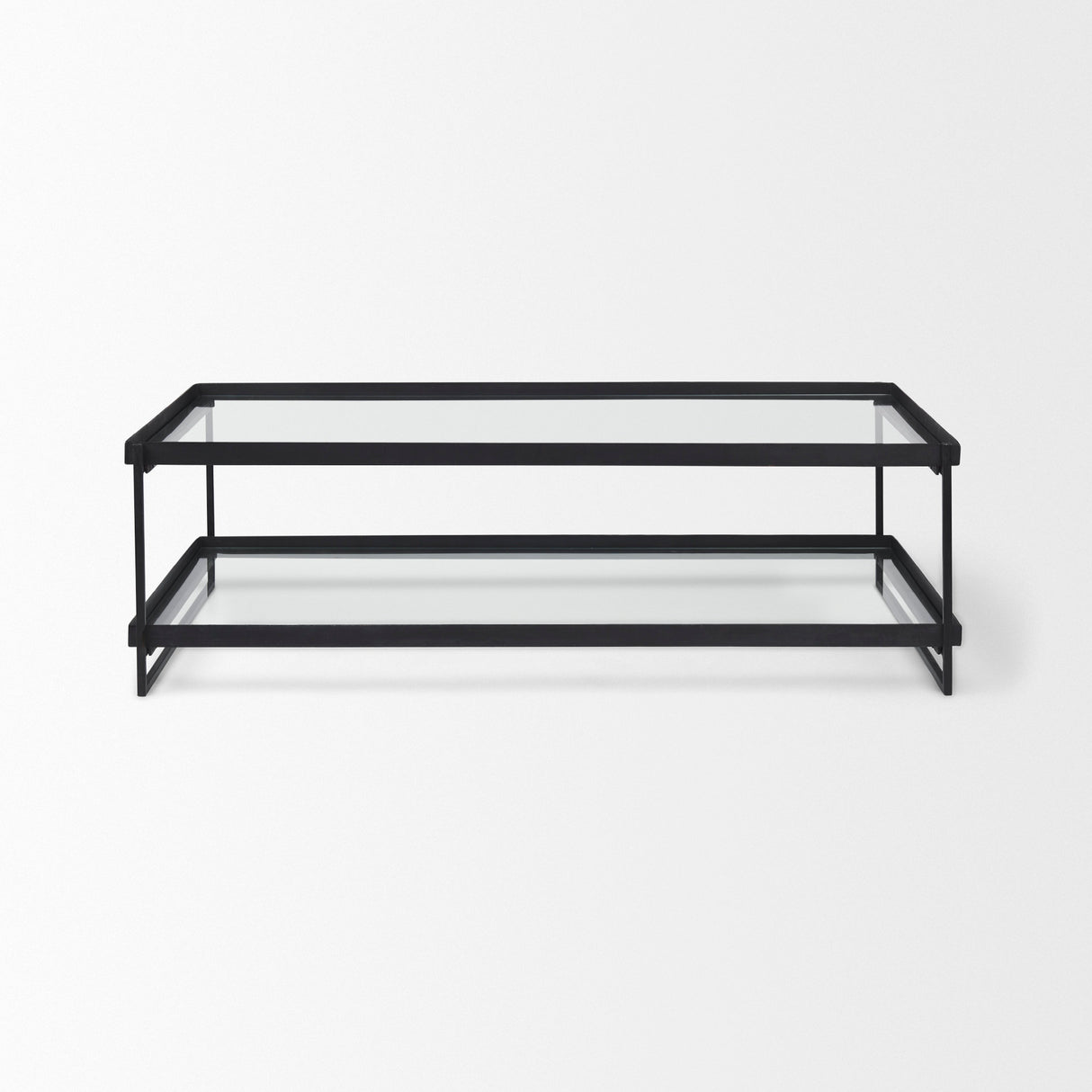 Trey 56"L x 32"W x 17"H Black Metal W/Glass Coffee Table from Mercana - Luna Furniture
