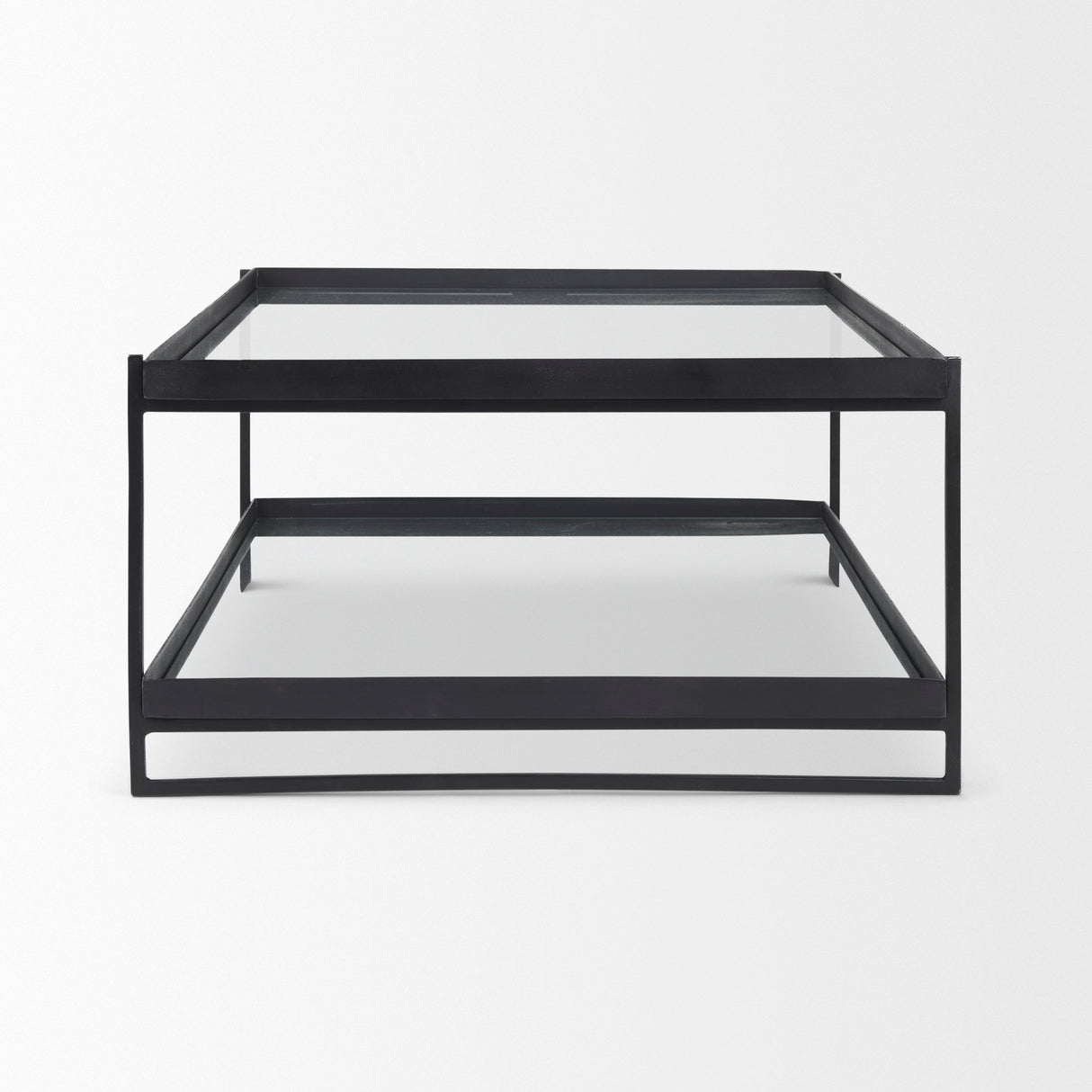 Trey 56"L x 32"W x 17"H Black Metal W/Glass Coffee Table from Mercana - Luna Furniture