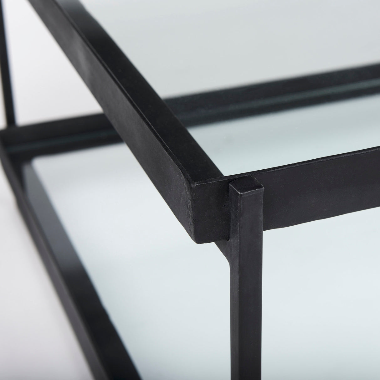 Trey 56"L x 32"W x 17"H Black Metal W/Glass Coffee Table from Mercana - Luna Furniture