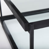 Trey 56"L x 32"W x 17"H Black Metal W/Glass Coffee Table from Mercana - Luna Furniture