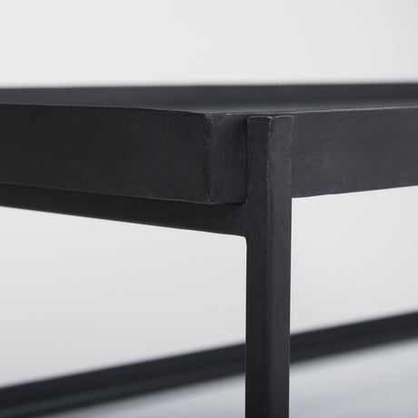 Trey 56"L x 32"W x 17"H Black Metal W/Glass Coffee Table from Mercana - Luna Furniture