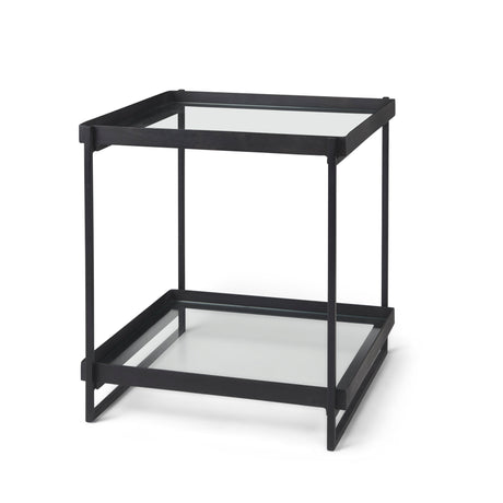 Trey Black Metal W/Glass Accent Table from Mercana - Luna Furniture