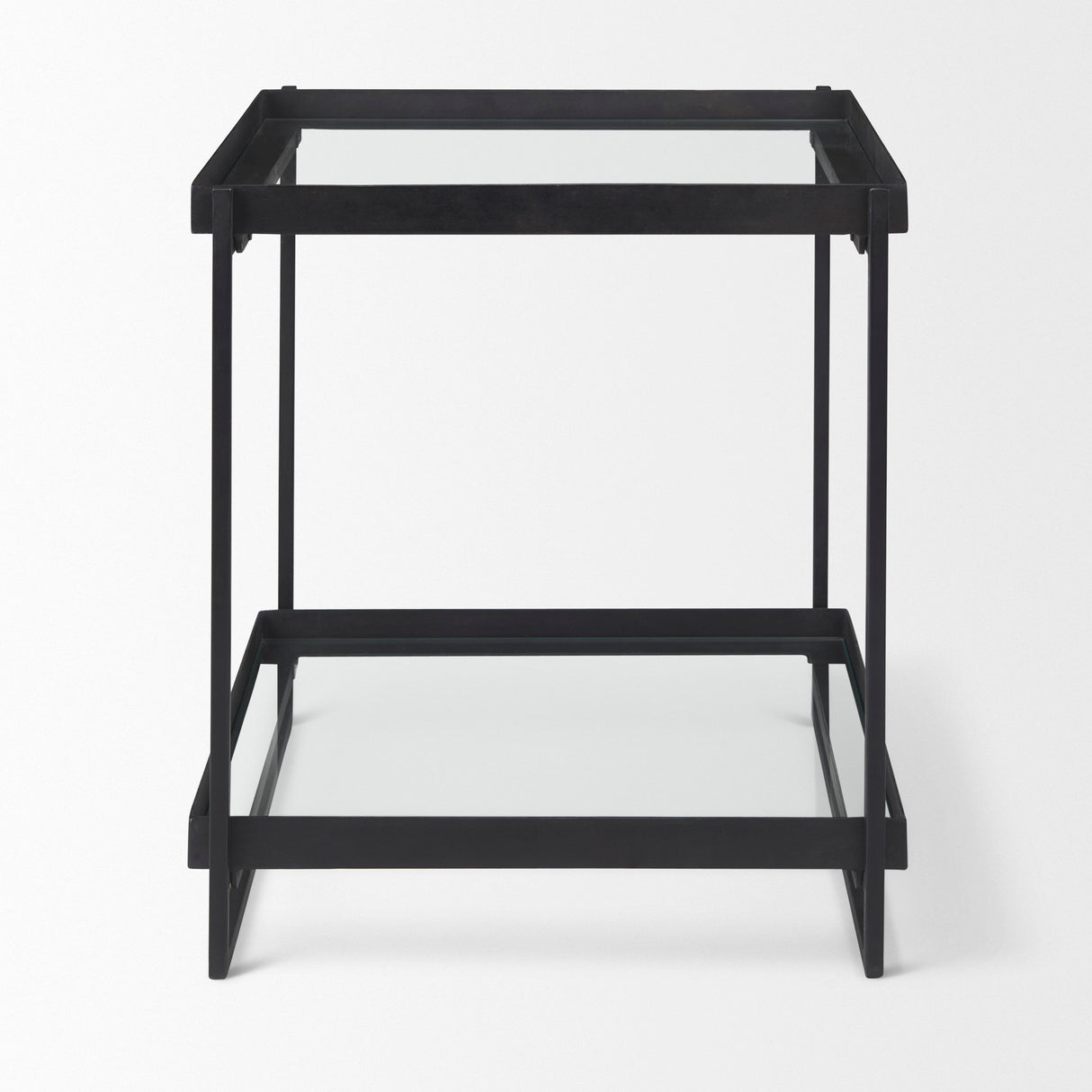 Trey Black Metal W/Glass Accent Table from Mercana - Luna Furniture