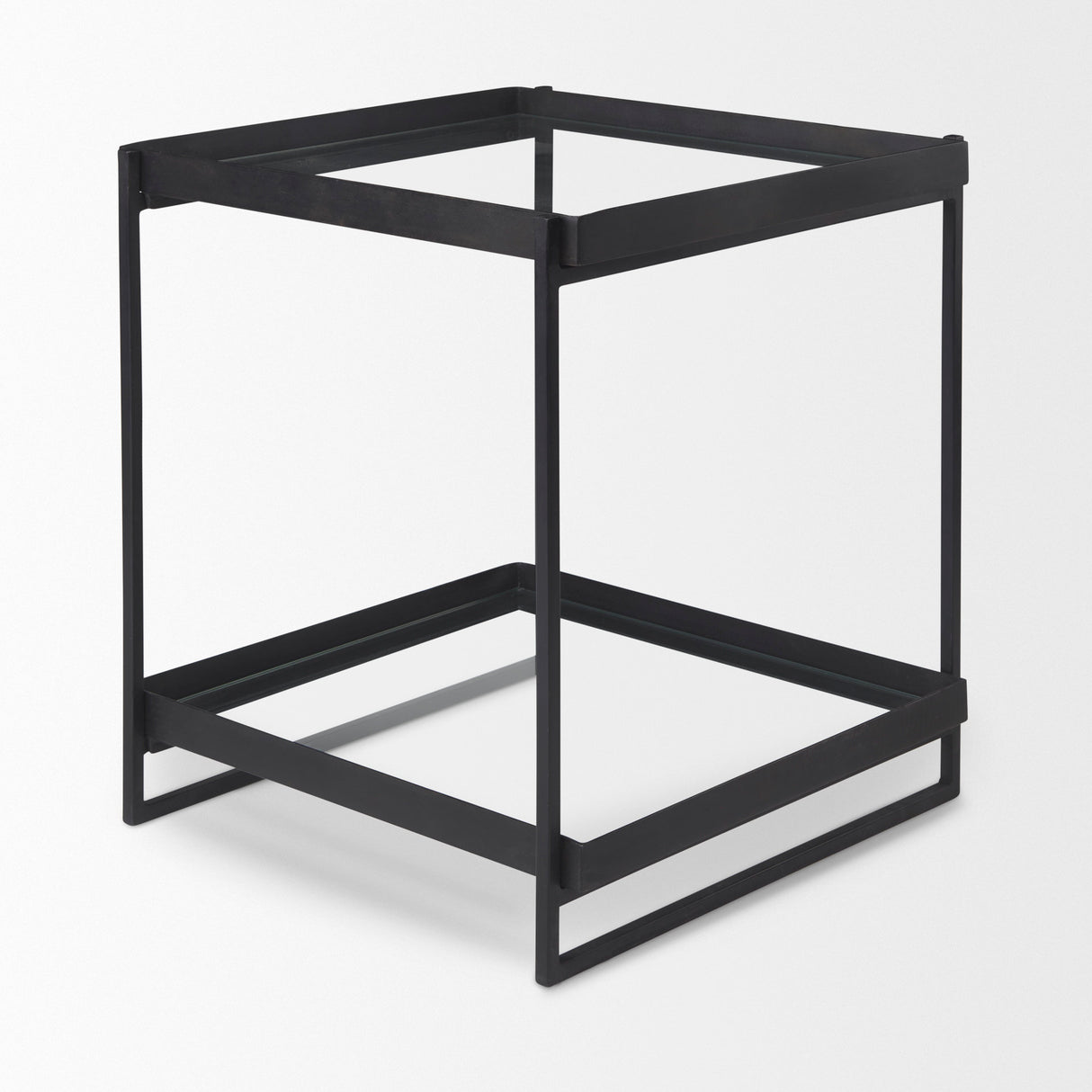 Trey Black Metal W/Glass Accent Table from Mercana - Luna Furniture