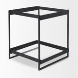 Trey Black Metal W/Glass Accent Table from Mercana - Luna Furniture