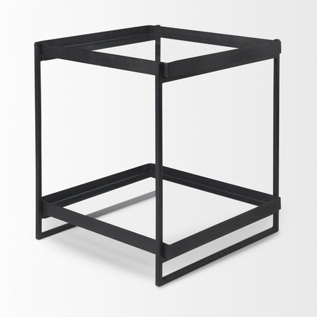 Trey Black Metal W/Glass Accent Table from Mercana - Luna Furniture