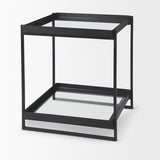Trey Black Metal W/Glass Accent Table from Mercana - Luna Furniture