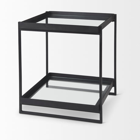 Trey Black Metal W/Glass Accent Table from Mercana - Luna Furniture