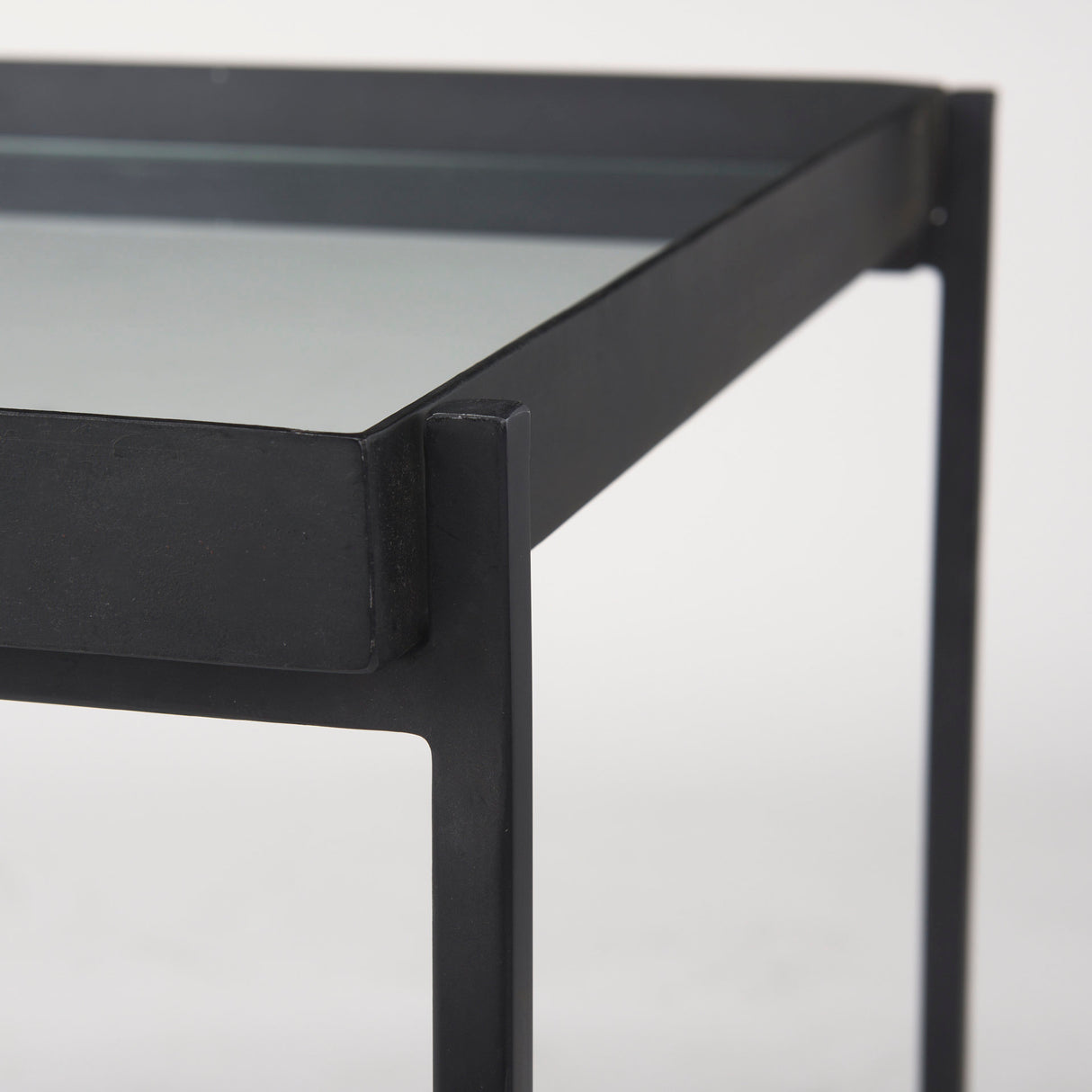 Trey Black Metal W/Glass Accent Table from Mercana - Luna Furniture