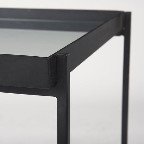 Trey Black Metal W/Glass Accent Table from Mercana - Luna Furniture