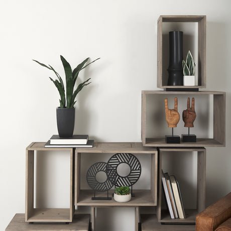 Simul (Set of 2) Light Brown Wood Modular Shelving Unit from Mercana - Luna Furniture