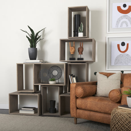 Simul (Set of 2) Light Brown Wood Modular Shelving Unit from Mercana - Luna Furniture