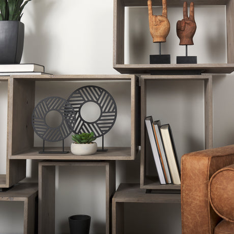 Simul (Set of 2) Light Brown Wood Modular Shelving Unit from Mercana - Luna Furniture