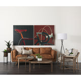 Brooks 90.2L x 34.8W x 33.5H Cognac Brown Faux Leather Three Seater Sofa W/ Medium Brown Wooden Legs from Mercana - Luna Furniture