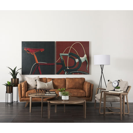 Brooks 90.2L x 34.8W x 33.5H Cognac Brown Faux Leather Three Seater Sofa W/ Medium Brown Wooden Legs from Mercana - Luna Furniture